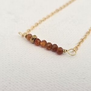 Dainty Hessonite Garnet 16k Gold Plated Necklace